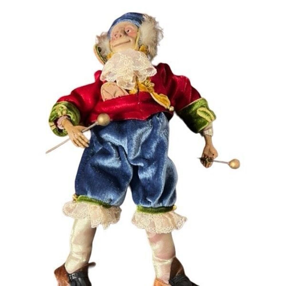 Vintage Katherine’s Collection Jester Monkey Ornament Drummer Harlequin Figure